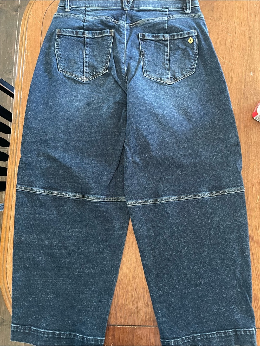 Democracy Dark Blue Darted Barrel Cropped Jeans - Picture 8 of 9